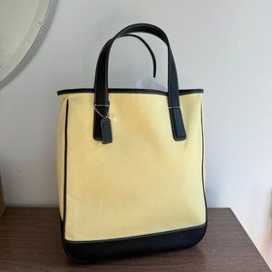 Coach Hamptons 7706 Yellow canvas black leather tote New without tag